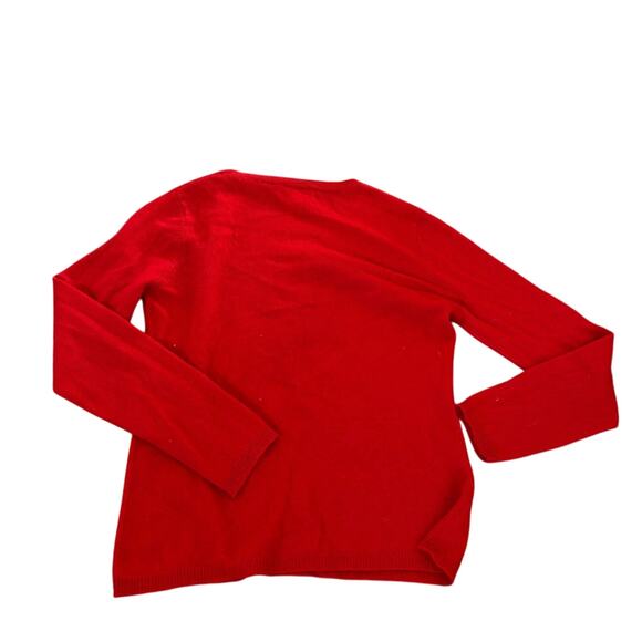 Catherine Melandrino Cashmere Crew Neck Sweater with Leopard Print Heart Large - Picture 2 of 5